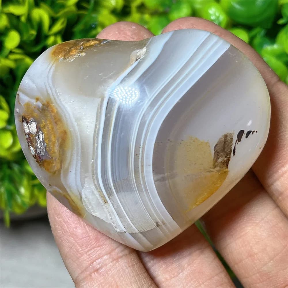 Agate Heart Stone Quartz Crystal Natural Lace Carving Mineral Energy Gemstone Decoration Healing Gemstone Mineral