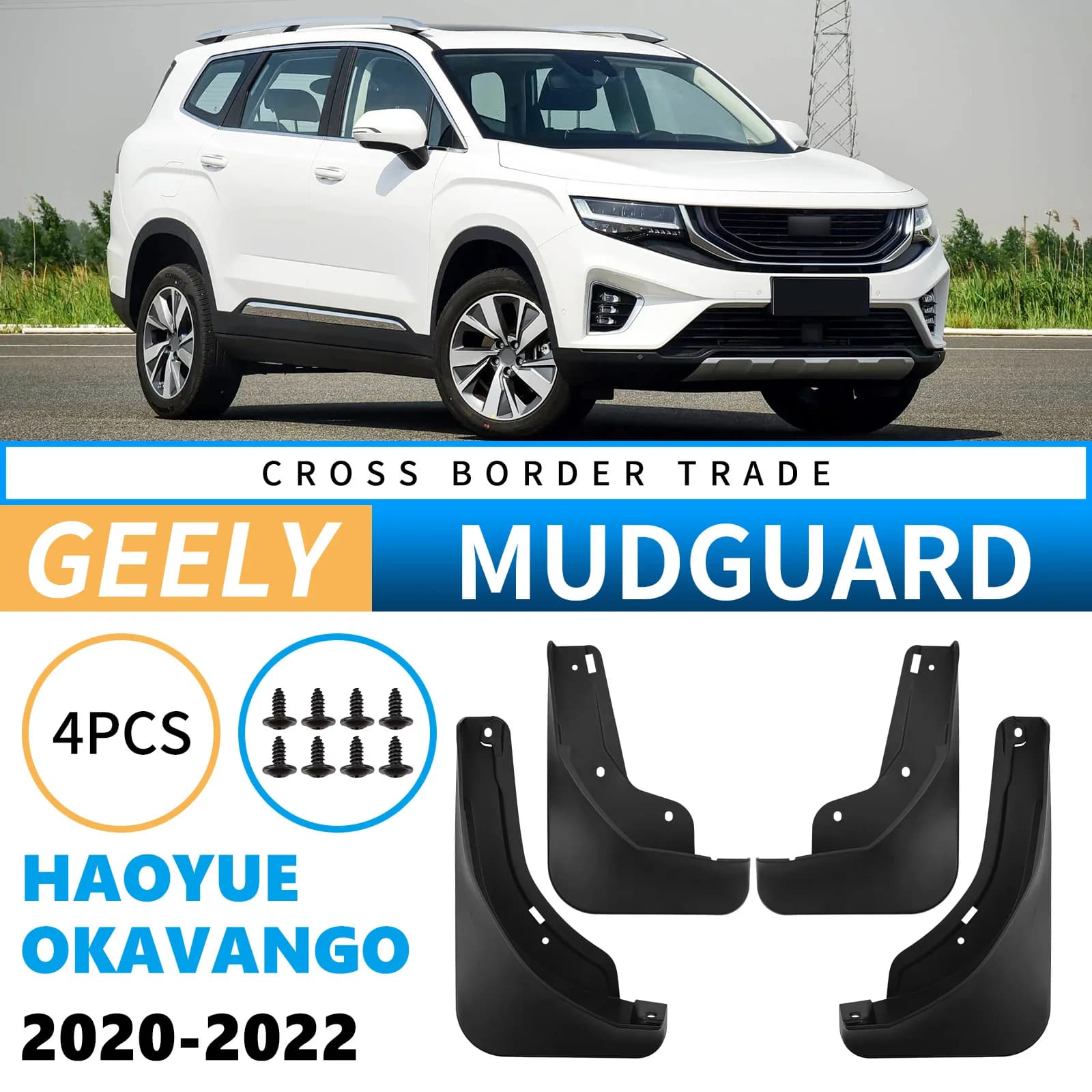Car Auto Mud Flaps Splash Guards Fender Mudguard for Geely Haoyue Okavango 2020–2022 Practical Protection Parts