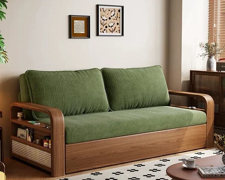 Small Apartment Folding Dual-use Integrated Multi-functional Study Can Be Disassembled And Washed Solid Wood Sofa Bedl16