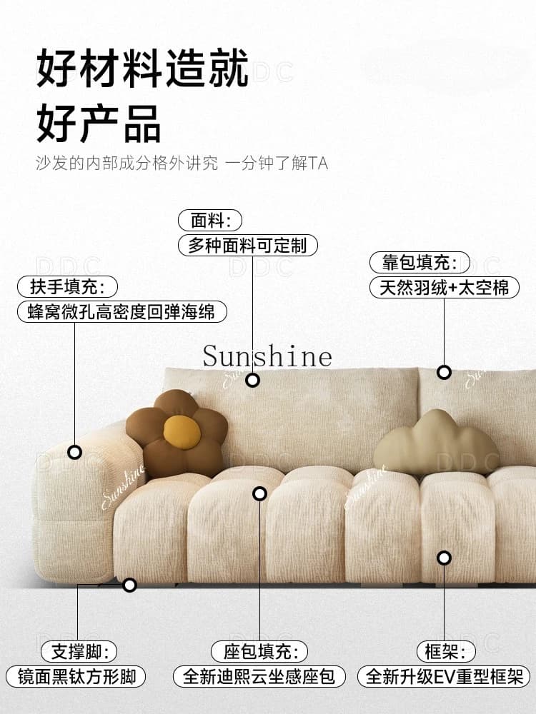 Intelligent electric multi-functional chenille fabric sofa small apartment straight row cream windH