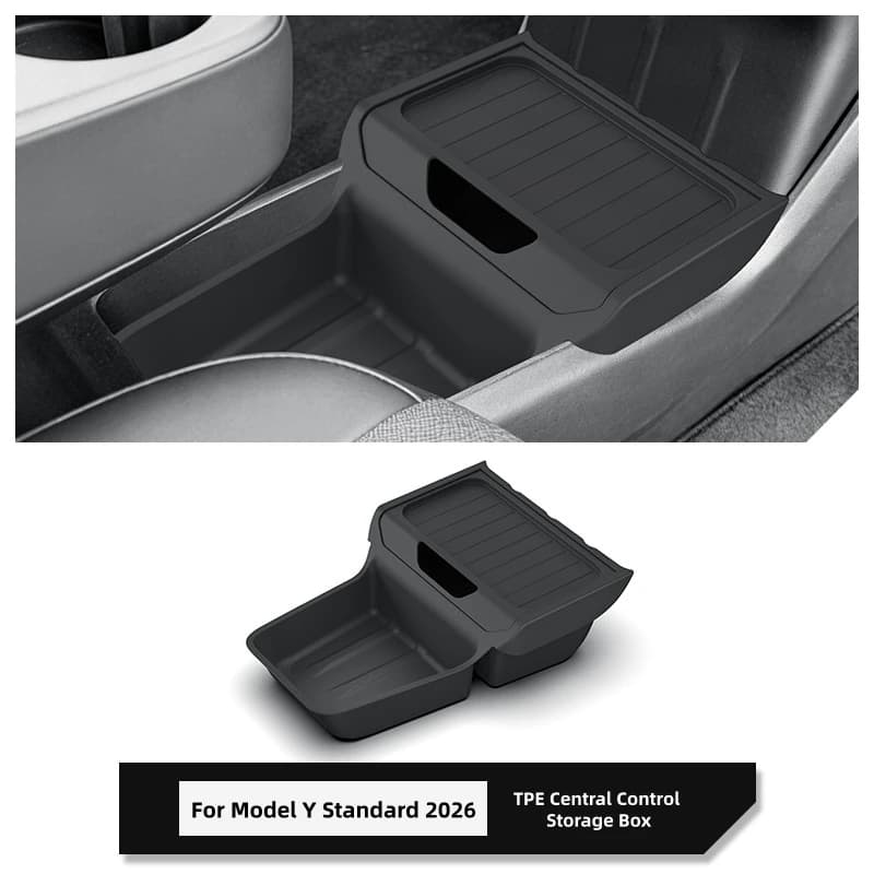 TPE Center Armrest Hidden Storage Box Organizer Tray For Tesla Model Y Standard RWD 2026 Center Console Car Accessories