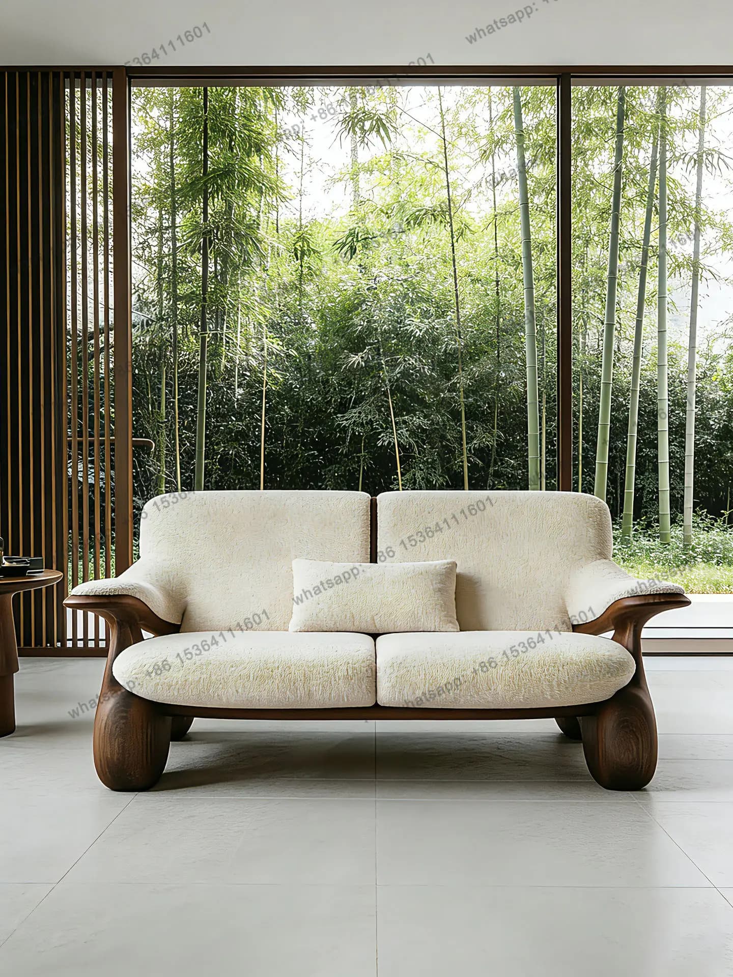 12Wabi Sand Wind North American Black Walnut Special-shaped Sofa Combination Villa Living Room