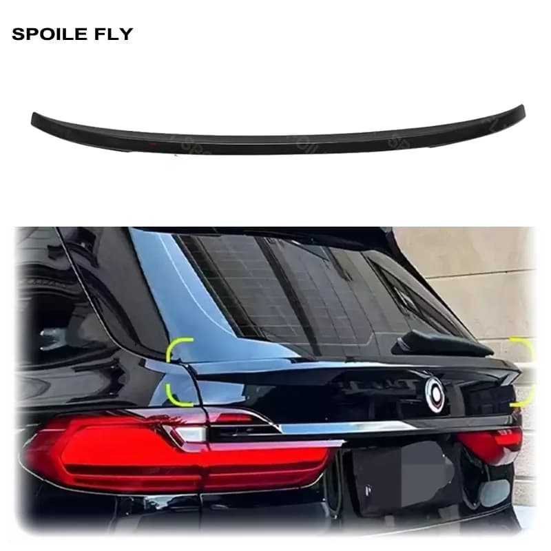 New Design 2019 To 2025 For BMW X7 G07 Rear Mid Spoiler Lip Trunk Wing Cover Body Kit By ABS Glossy Black Carbon Fiber Look