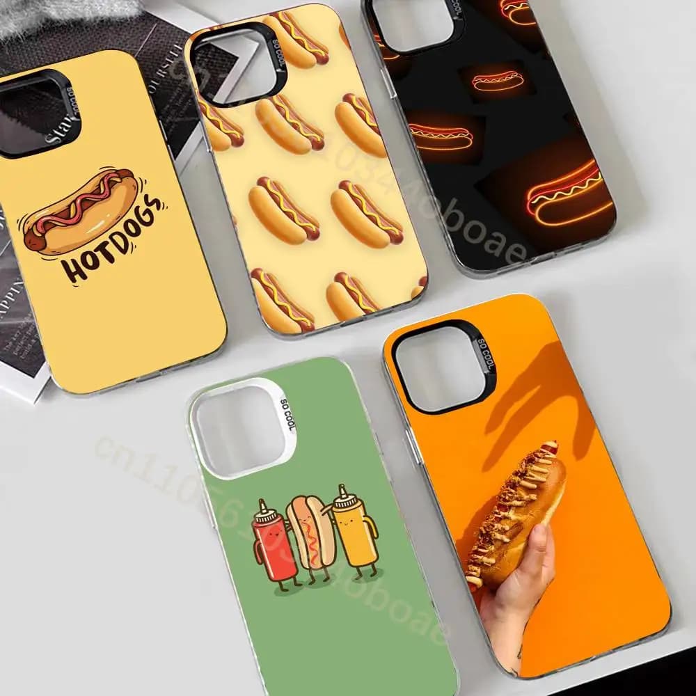 Creative Hot Dog Phone Case For iPhone 17,16,15,14,13,12,11,Pro,Max,Plus Soft Black Cover