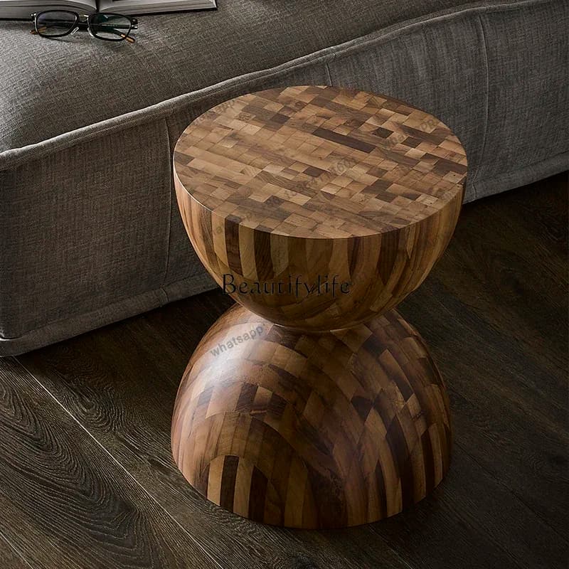 Customizable Imported black walnut solid wood small round table art retro modern simple