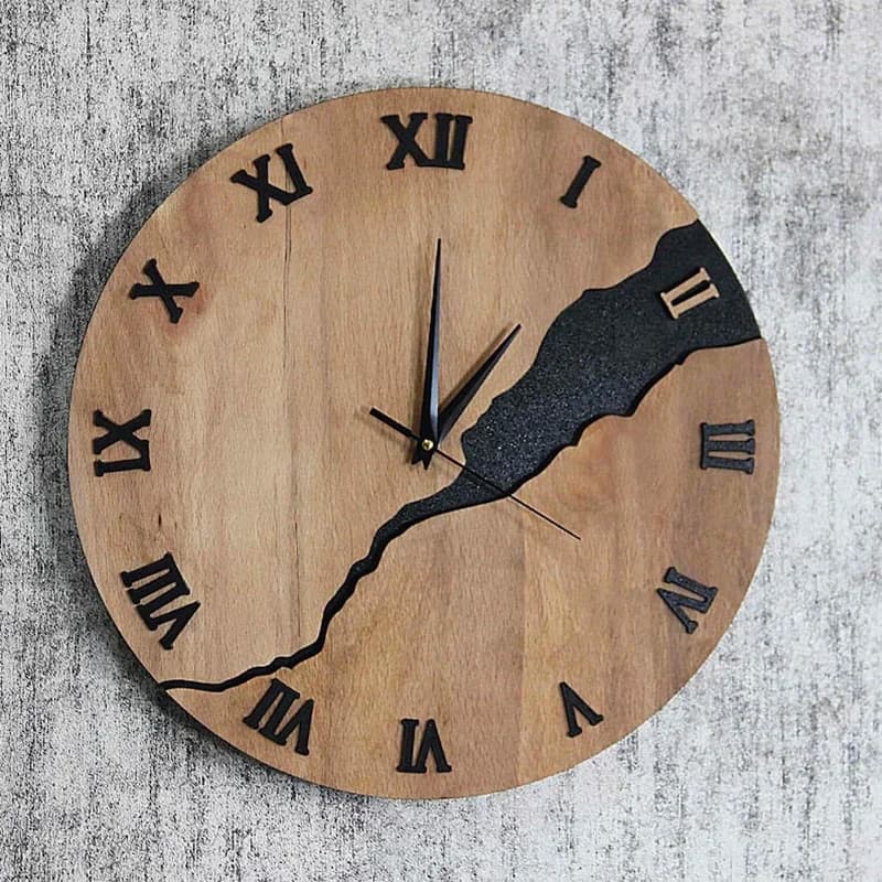 12Inch Simple Cracked Wooden Wall Clocks Silent Non-Ticking Quality Quartz Wall Clock Indoor Creative Design Decor for Office