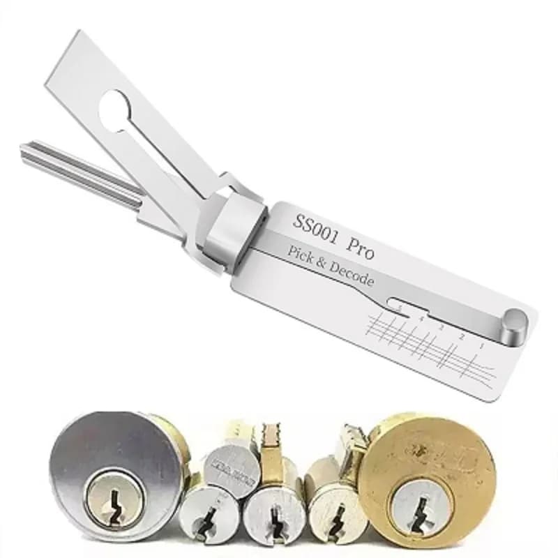 SS001 304 Stainless Steel Lock Key Precision Hook Pick Set Door Lock Maintenance Repair Tool Unlocking Engineering Key Decoder