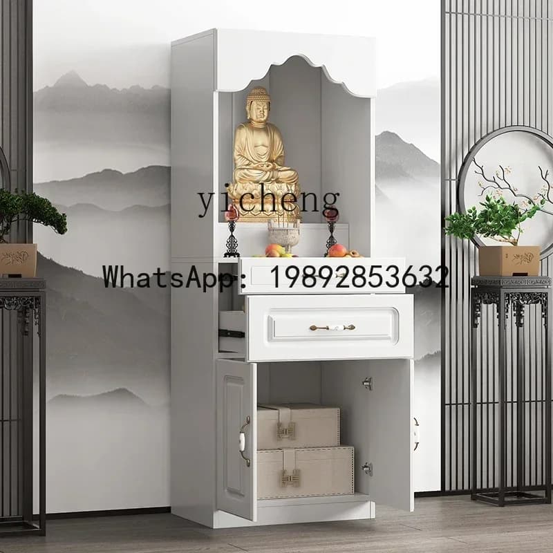 Buddhist niche cabinet Buddhist platform household with door God of Wealth Guanyin offering table
