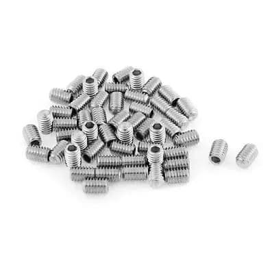 M4x6mm Stainless Steel Hex Socket Set Cup Point Grub Screws Silver Tone 50pcs
