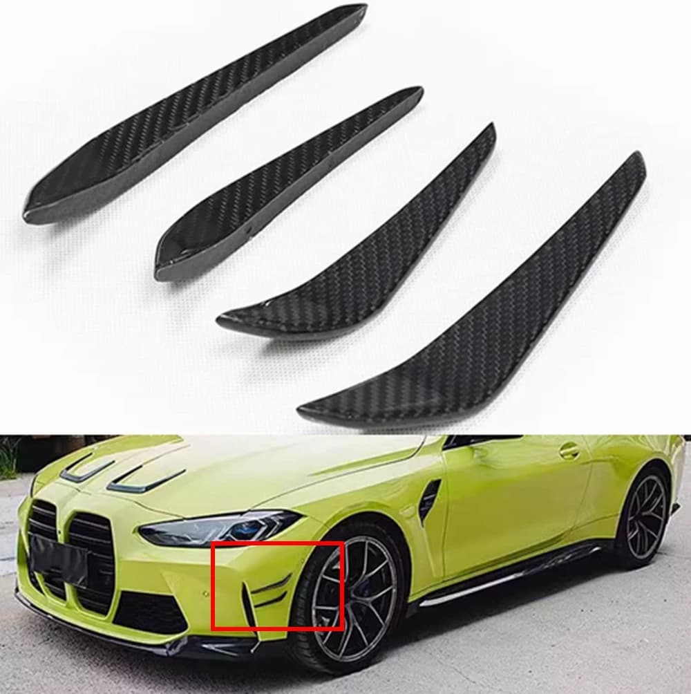 2021-2024 Front Side Air Vent Fin Spoiler Trim Intake Frame Cover Canard Splitter Lip For BMW G80 M3 G82 G83 M4