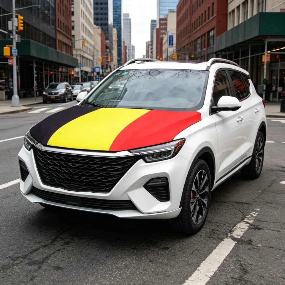 115x155cm 3.8x4.9ft Belgium National Emblem Flag Car Engine Hood Cover National Flag Fabrics For Pickup Truck SUV For Decoration