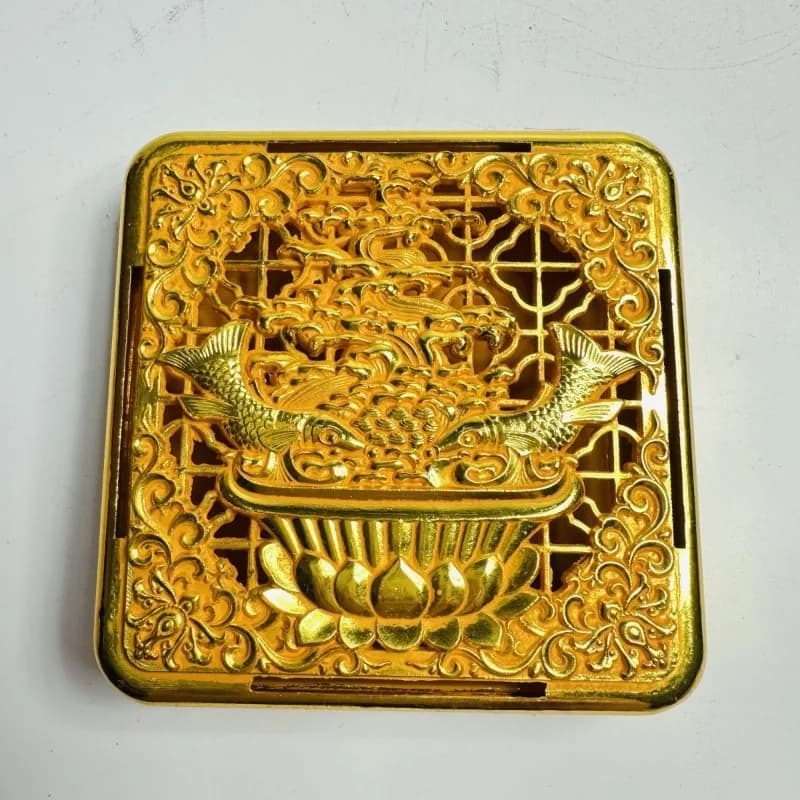 Antique Collection, Gold Openwork Inkstone Four Treasures of The Study Ornament Desktop Decorative Ornament