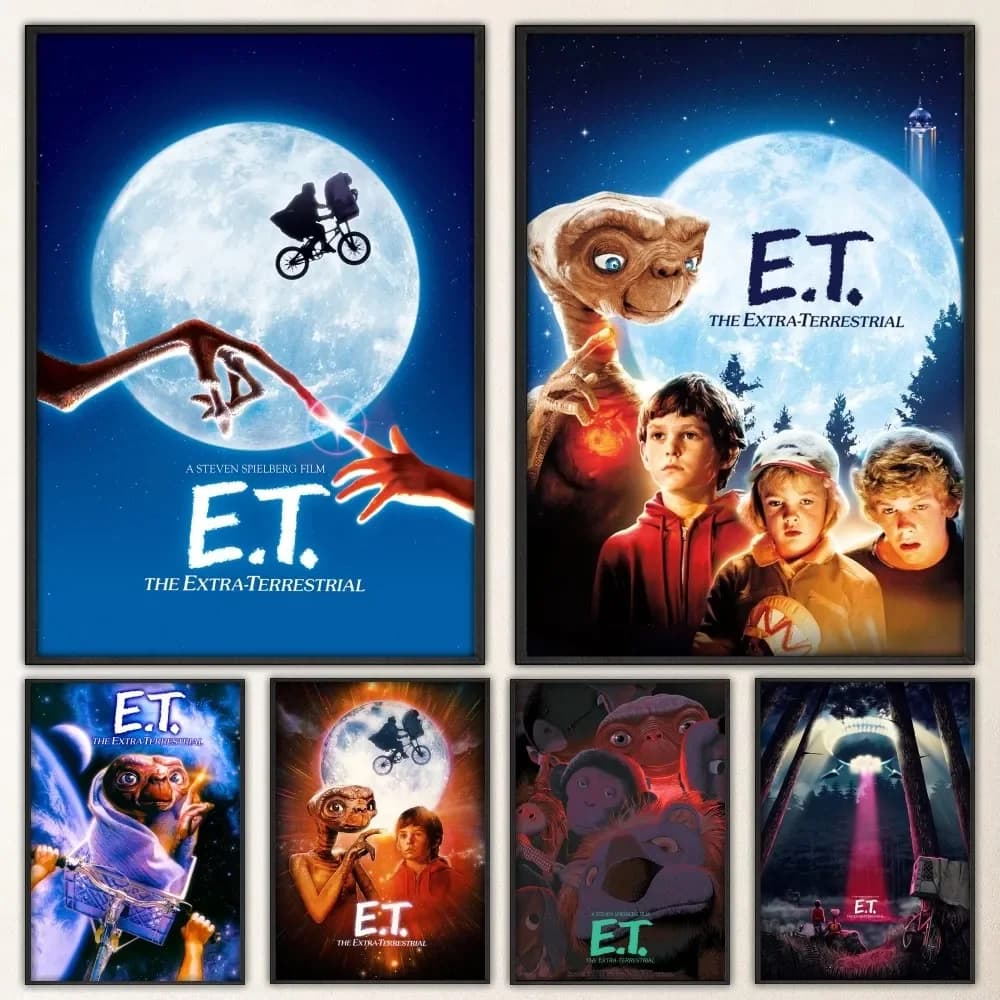 E.T. the Extra-Terrestrial Movie Poster Prints Art Home Painting Bathroom Kitchen Bar Accessories Wall Sticker Large Size