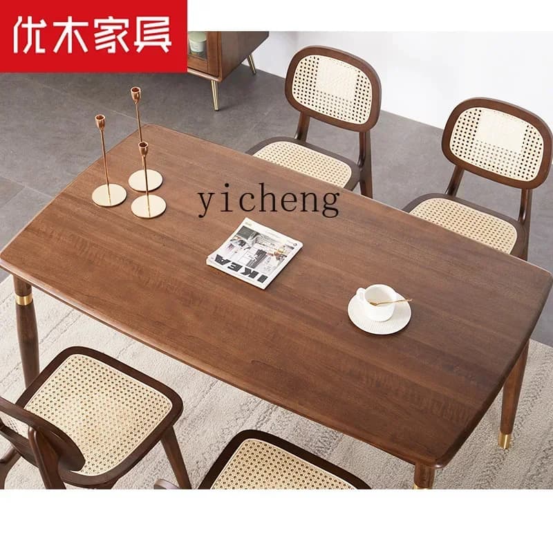 HYS Furniture Solid Wood Dining Table Boxwood Dining Table Small Apartment Light