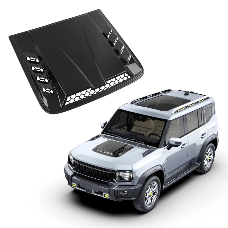 Universal 18.9x14.17 Mustang Challenger Black Carbon Look Hood Scoop Auto Exterior Car Tuning Hood