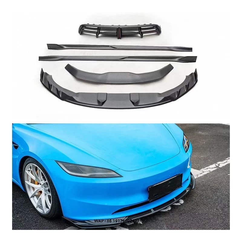 ForTesla Renewal 3 Carbon Fiber Small Surround Front Lip Rear Diffuser Side Skirt Tail Wing