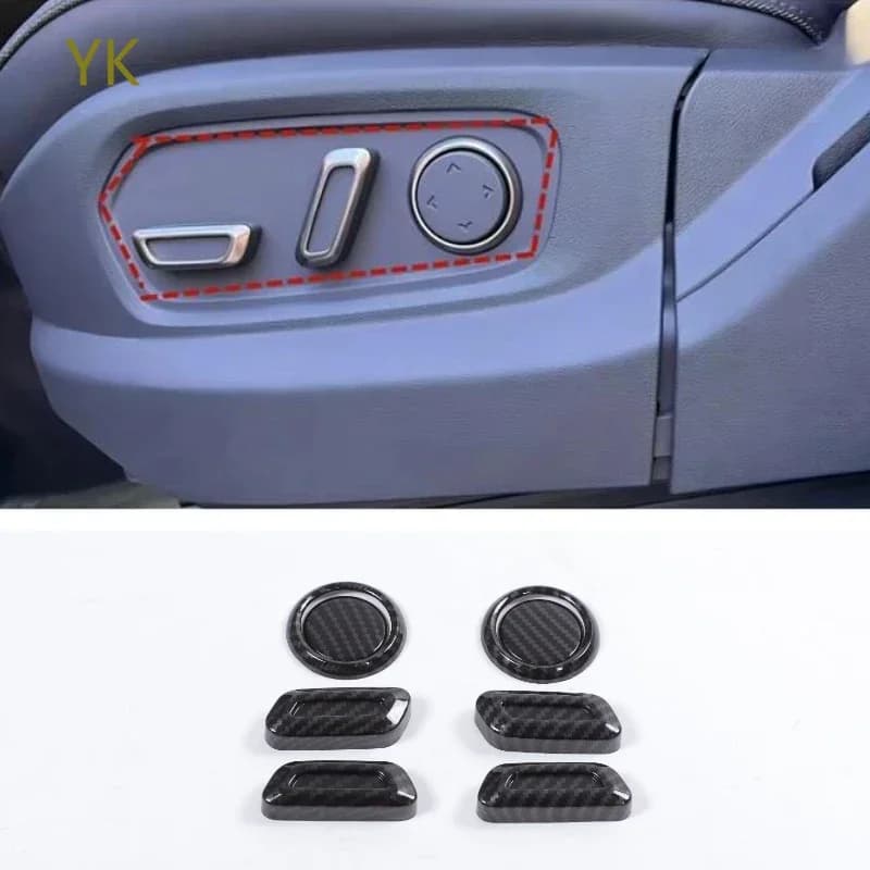 ABS Carbon Fiber Car Seat Adjustment Button Cover Trim Interior Car Accessories For Rivian R1T R1S 2022-2025