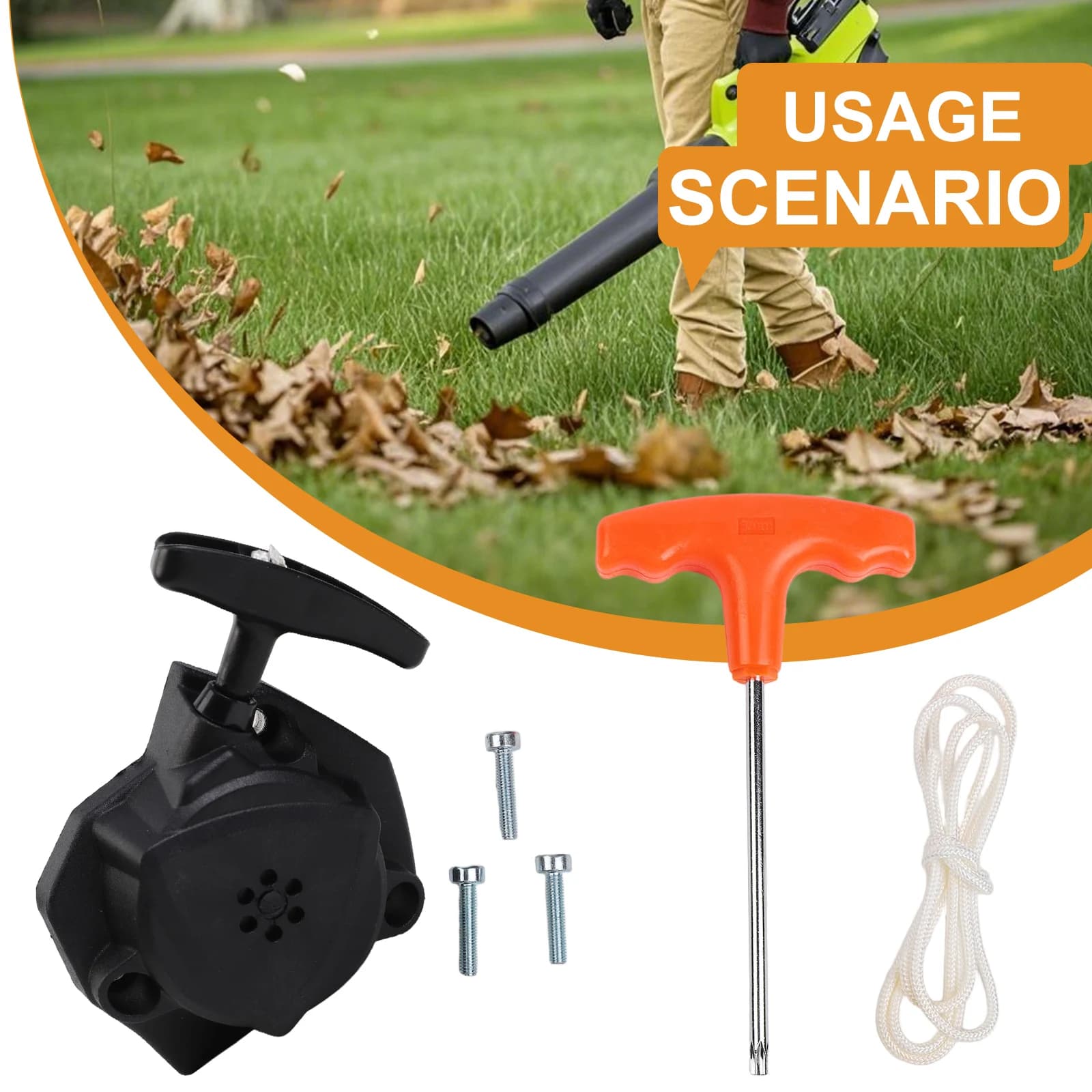 Leaf Blower Starter Recoil Starter Kit Easy Install Blower Starter Kit Quick Single-Pull Starts UV Resistant Material