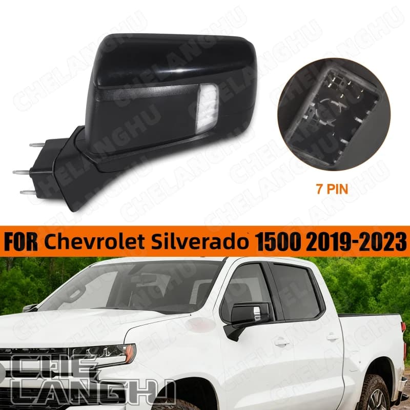 7PIN Left Side Reversing Mirror Glass For Chevrolet Silverado 1500 2019 2020 2021 2022 2023 Car Side Mirror Assembly 9PIN Right