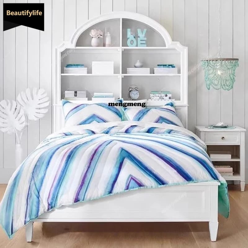 Europen Italian Teen Bed Modern Simple Designer White Wooden Single Bed Bedroom Boys Frame Cama Matrimonial Home Furniture D80