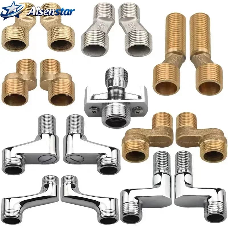 Shower Faucet Curved Foot Fittings Brass Shower Room Pipe Bend Connector Bathroom Elbow Reducing Kitchen Angled Change Joint