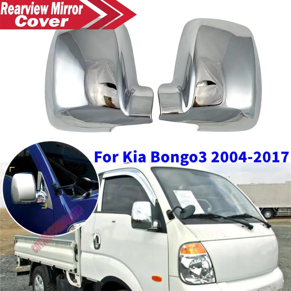 For Kia Bongo3 2004-2017 Car Rearview Side Mirror Cover Wing Cap Exterior Door Trim Adhesive Sticker ABS Plastic Parts