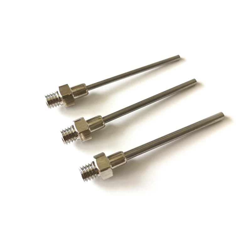 Factory straight pin high-quality metal distribution connector Luer lock M6 external thread, with blunt head