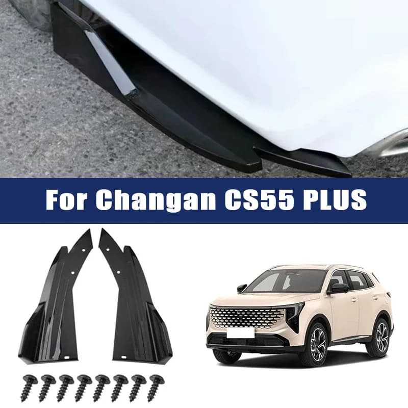 2pcs Car Rear Bumper Spoiler Lip Carbon Fiber Wing Trim Anti-crash Diffuser Side Skirt Wrap Angle Splitter For Changan CS55 PLUS