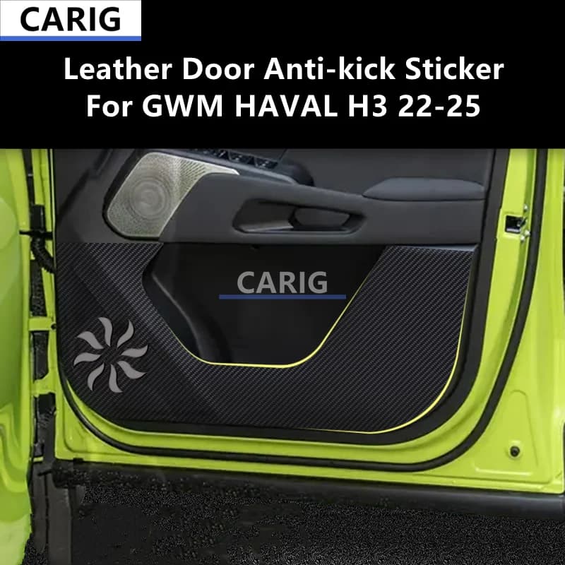For GWM HAVAL H3 22-25 Leather Door Anti-kick Sticker Modified Carbon Fiber Pattern Interior Car Film Accessories Modification