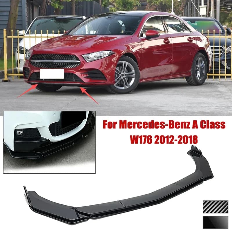 5pcs Front Bumper Shovel For Mercedes-Benz A Class W176 2012-2018 Spoiler Front Bumper Deflector Anti Scratch Protection Device