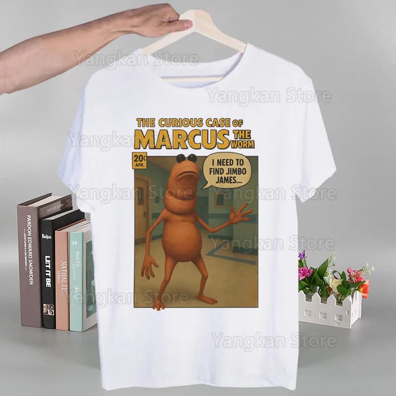 Marcus The Worm Robert Meme Men's tshirt Printed Unisex Short Sleeve t shirt Casual T-shirt Male Tops