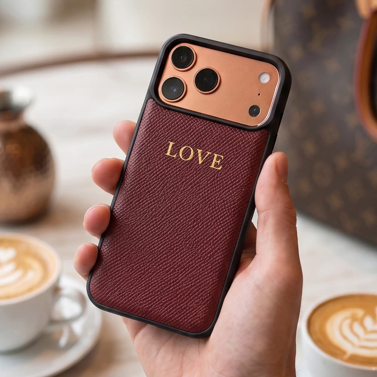 Horologii CUSTOM INITIALS FREE Phone Bumper Case for Iphone 17 16 18 Pro Max 13 14 15 Cover Italian Leather Epsom Dropship
