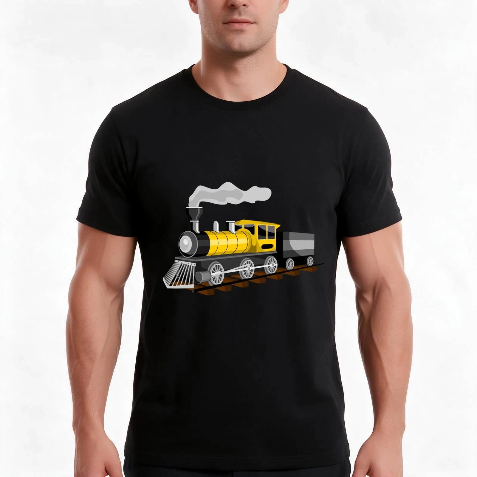 Steam Train Locomotive T-Shirt, Summer Casual Cotton Tee, Oversized Streetwear Tops, Vintage Graphic Print, Unisex Men Women