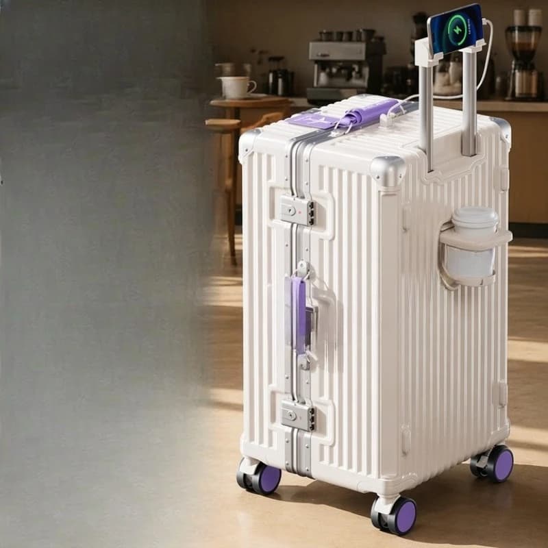 Suitcase Large capacity Panax notoginseng open oversized women's  and durable thickened aluminum frame overseas trolley suitcase