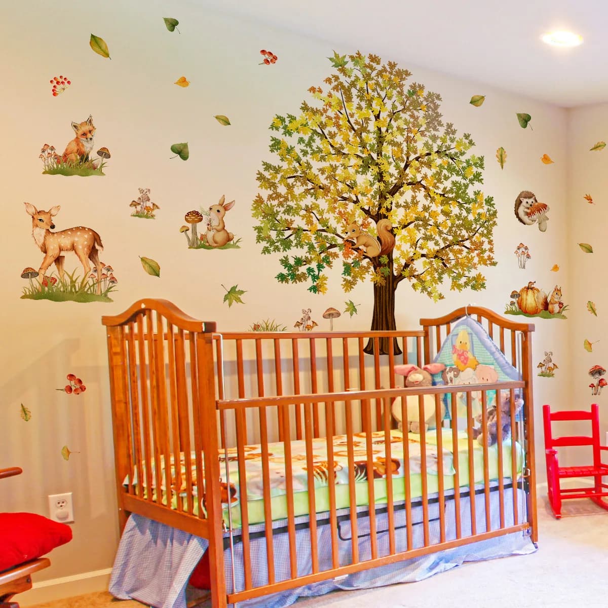 Summer and Autumn Tree Animal Creative Wall Sticker Background Decorative Wall Sticker