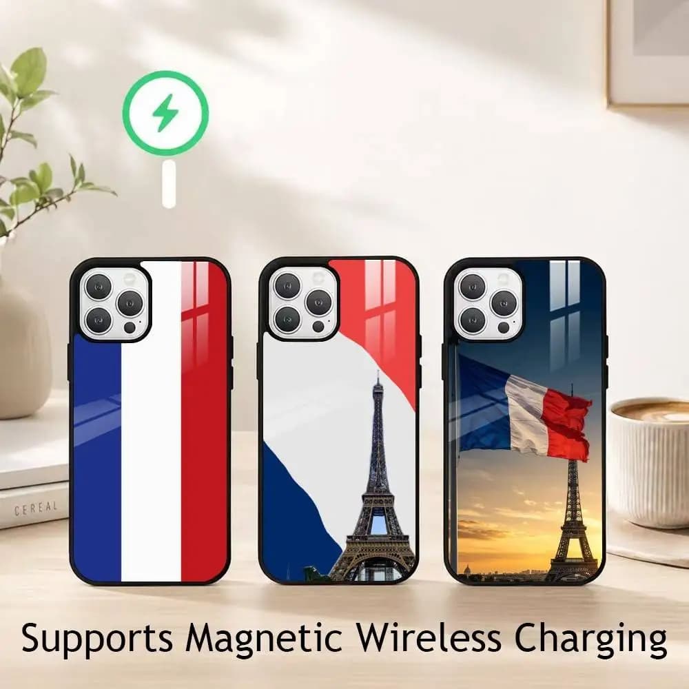 Tricolor National Flag France gift Phone Case For iPhone18,17,16,15,14,13,12,11 Plus,Pro Supports Magnetic Wireless Charging