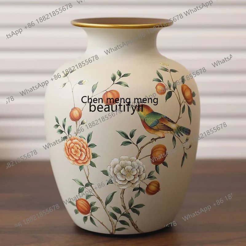E153 New Chinese-style ceramic vase, European-style living room entrance dining table coffee table decorative vase, craft orname