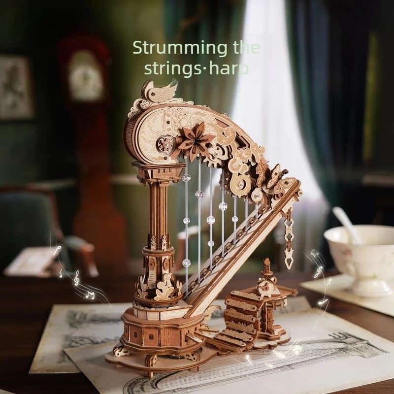 Stringed Harp Christmas Music Box Music Box DIY Handmade Birthday Gift Ornament for Girls
