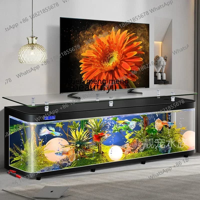 X  household, home TV cabinet, fish tank, aquarium, ecological lazy, water-free floor-to-ceiling glass goldfish tank