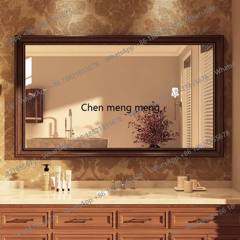 French Retro Style Bathroom Mirror Bathroom Washstand Toilet Wash Decorative Mirrors Without Punching Holes Wall Makeup Mirror