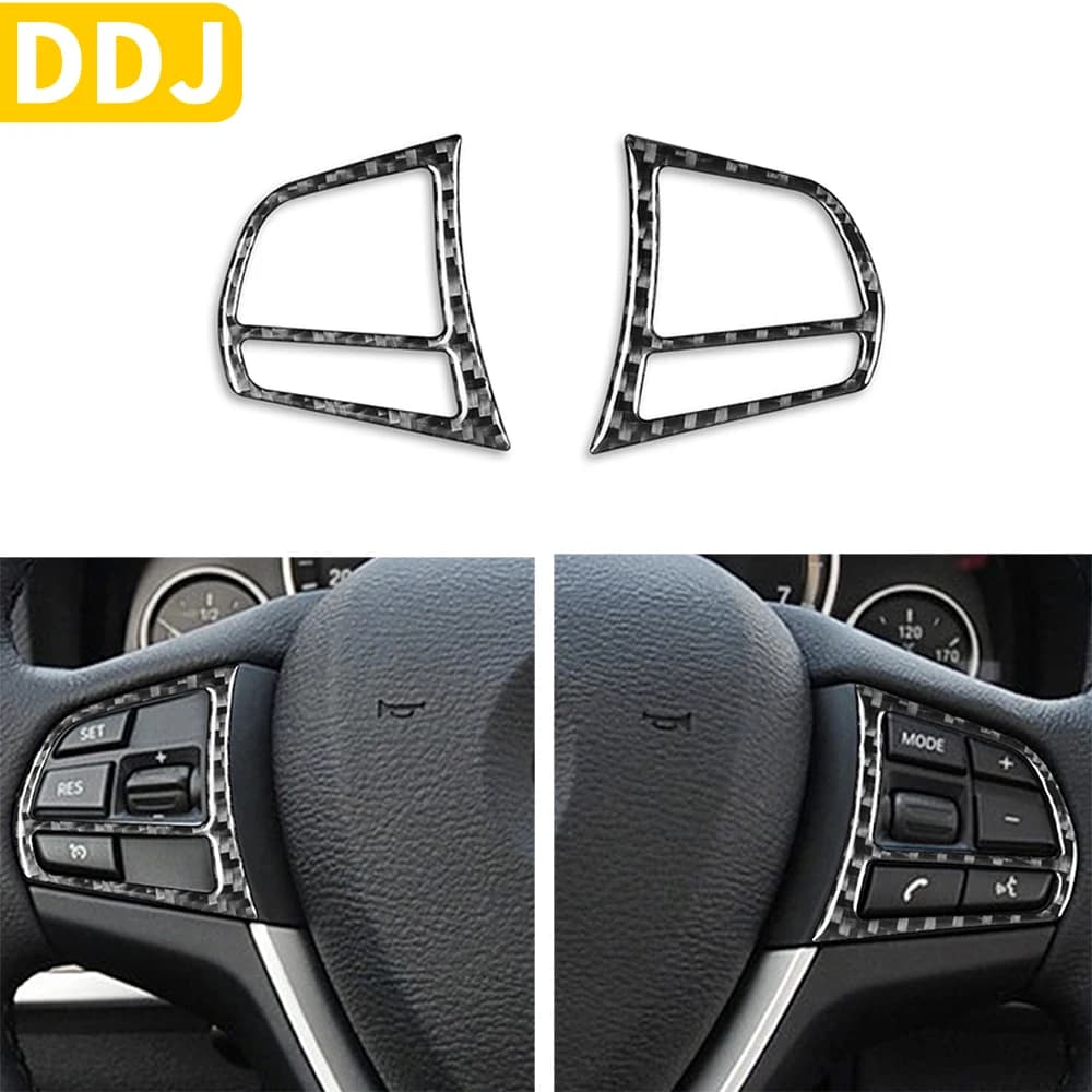 For BMW X3 F25 2011-2017 X4 F26 2014-2017 Carbon Fiber Car Interior Trim Steering Wheel Buttons Frame Cover Stickers Decoration