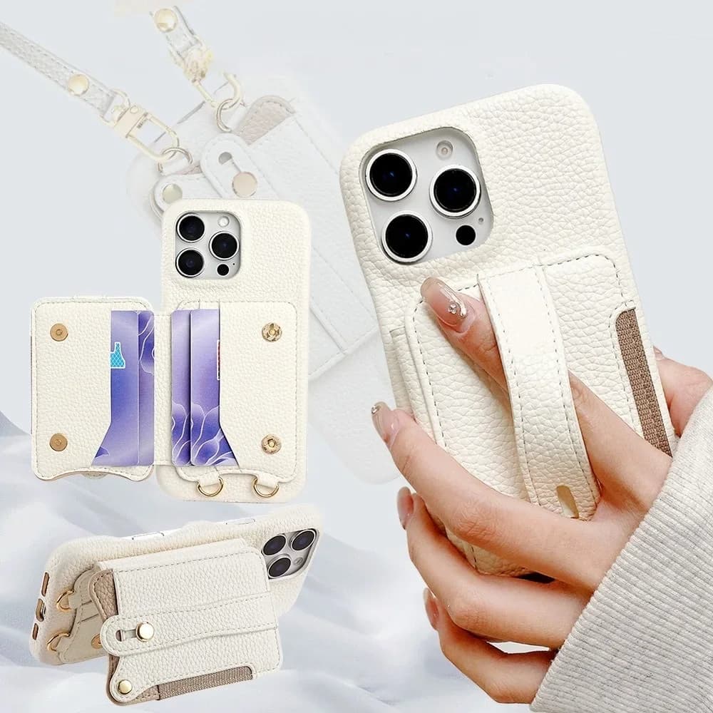 Back Magnetic Flip Wallet Case Phone Cover for Xiaomi Redmi Note 13 Pro+/K70e K50 K40s K30 K20 with Detachable Wrist Strap