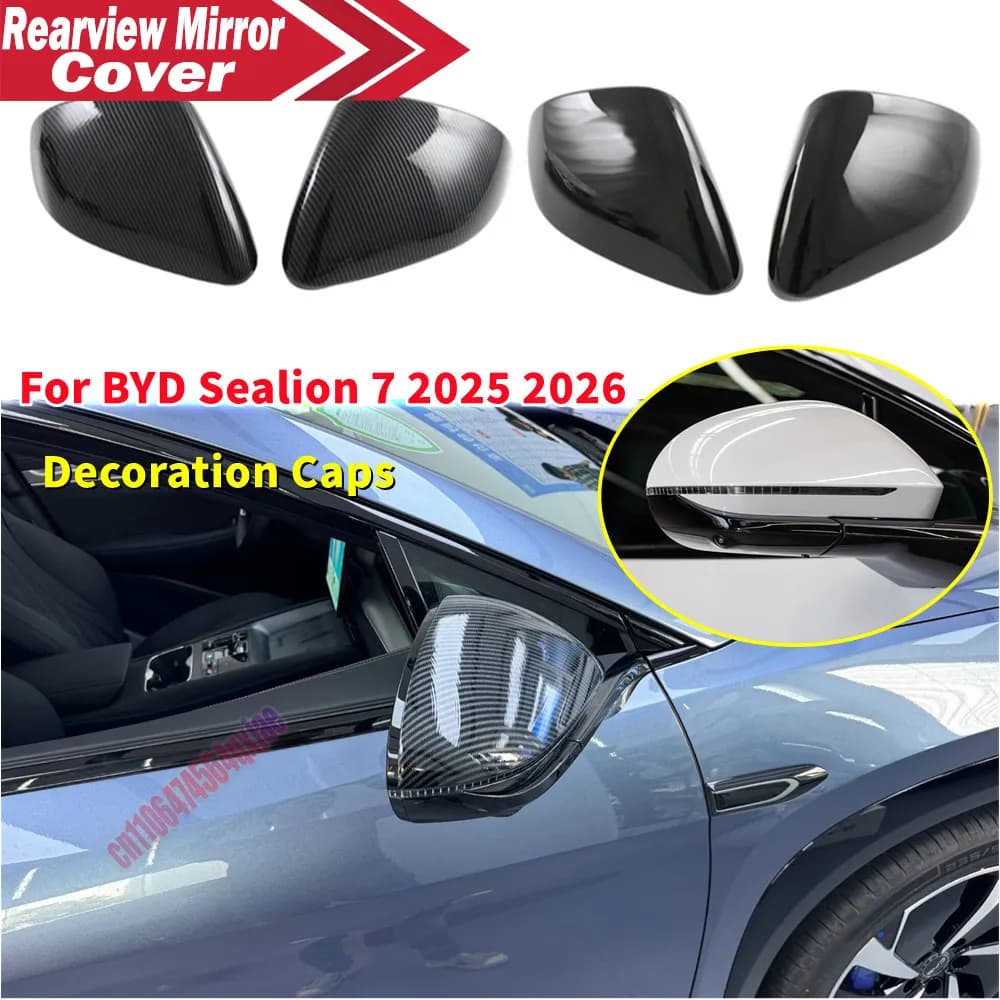 For BYD Sealion 7 Years 2025 2026 ABS Wing Cap Rearview Side Mirror Cover Exterior Door Housing Trim Adhesive Sticker