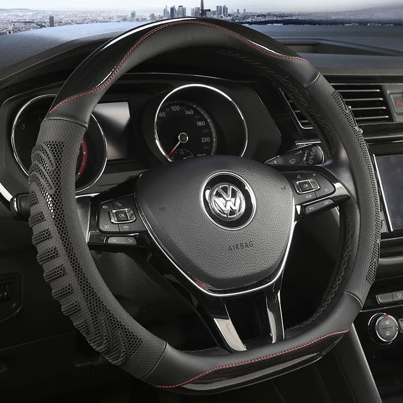 D Shape Car Steering Wheel Cover For VW Jetta 6 2017-2019 Golf 7 Scirocco Bettle 2012-2019 Tiguan 2019 2020 Auto Accesorioss