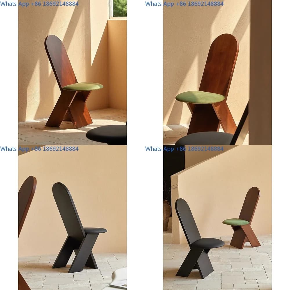 Solid Wood Dining Chair with Backrest Vintage Style Unique Design Retro Restaurant Chair Desk Chair for Home Use