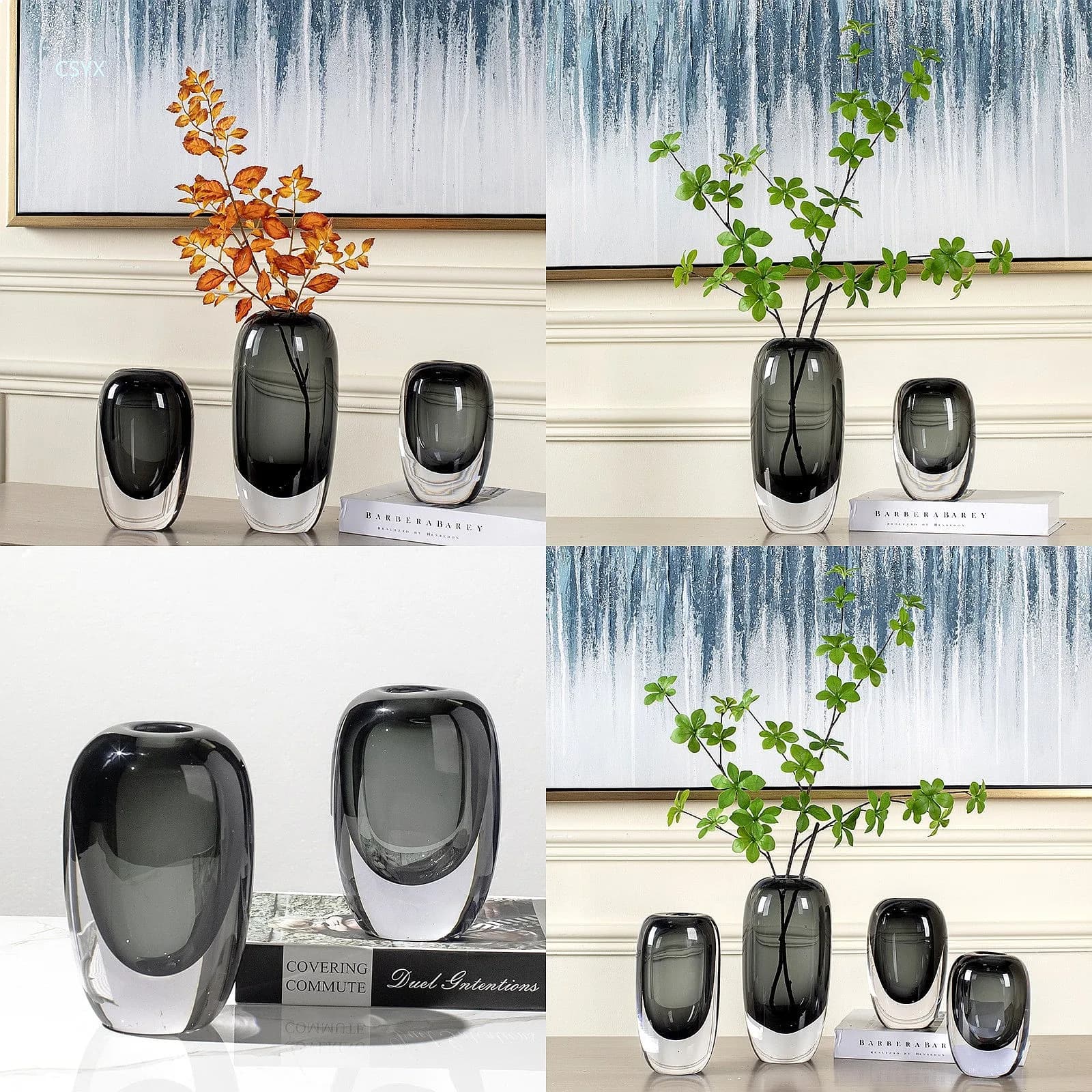 Modern Minimalist Glass Vase Floral Arrangement Living Room Entrance Dining Table Hotel Luxury Decor