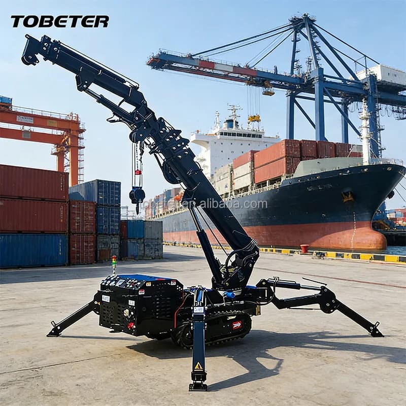 Tobeter Hydraulic Mini Crawler Crane 360 Degree Lifting 3 Ton 5 Ton Boom Lift With 23m Max Height Easy Maintenance