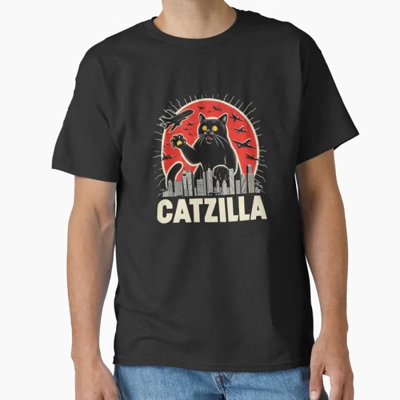 Catzilla Attack King of Monster Gift t shirt for Cat Lover Short Sleeve Graphic tee Cute kitty y2k clothes All size Tops