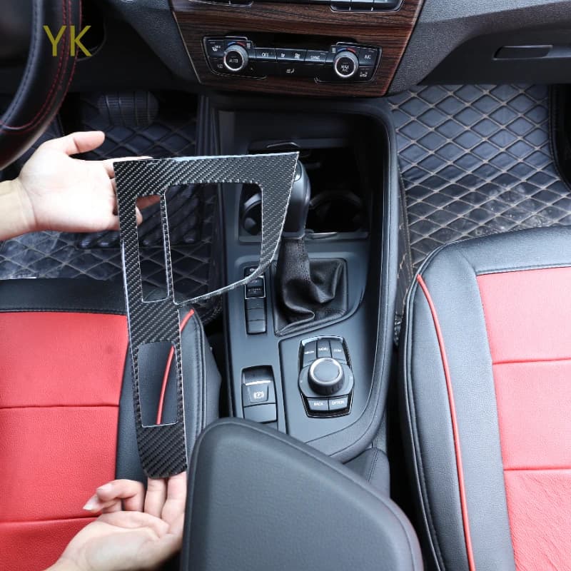 For BMW X1 F48 2016-22 Soft Carbon Fiber Car Gear Shift Box Cover Trim Panel Frame Cover Trim Sticker Interior Accessories(LHD)