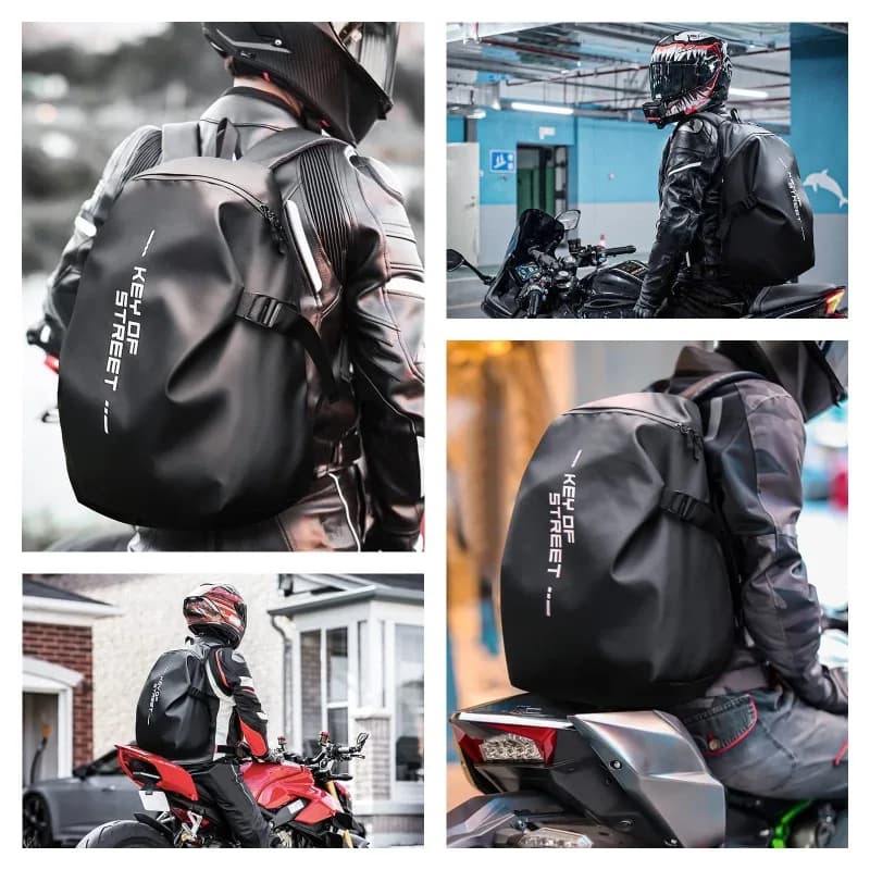 Motorcycle Riding Reflective Backpack Locomotive Waterproof Helmet Bag Large Capacity Shoulder Travel   Pnp Coil